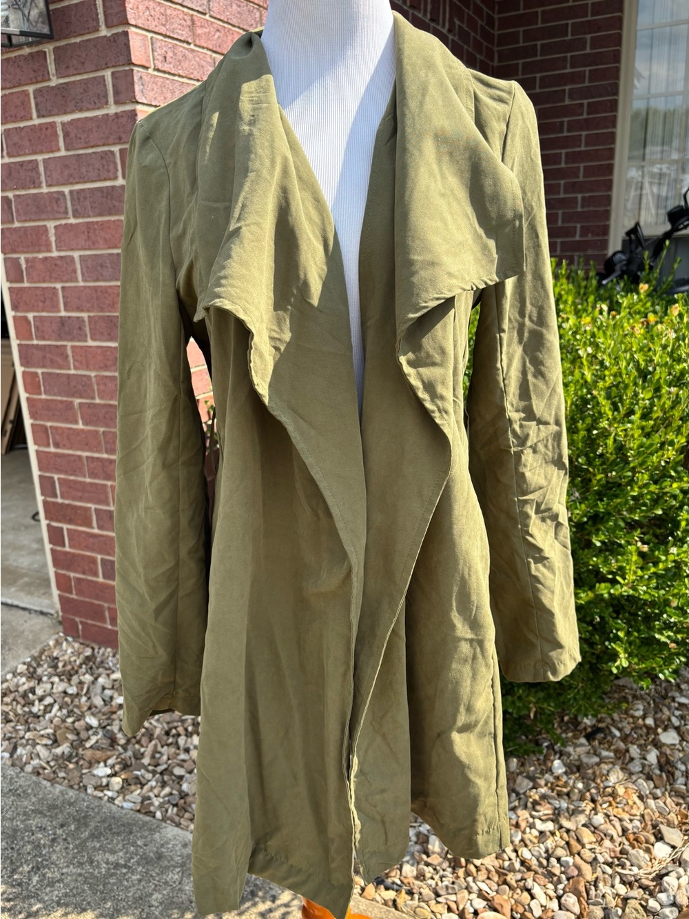 Love Tree Olive Green Waterfall Trench Coat